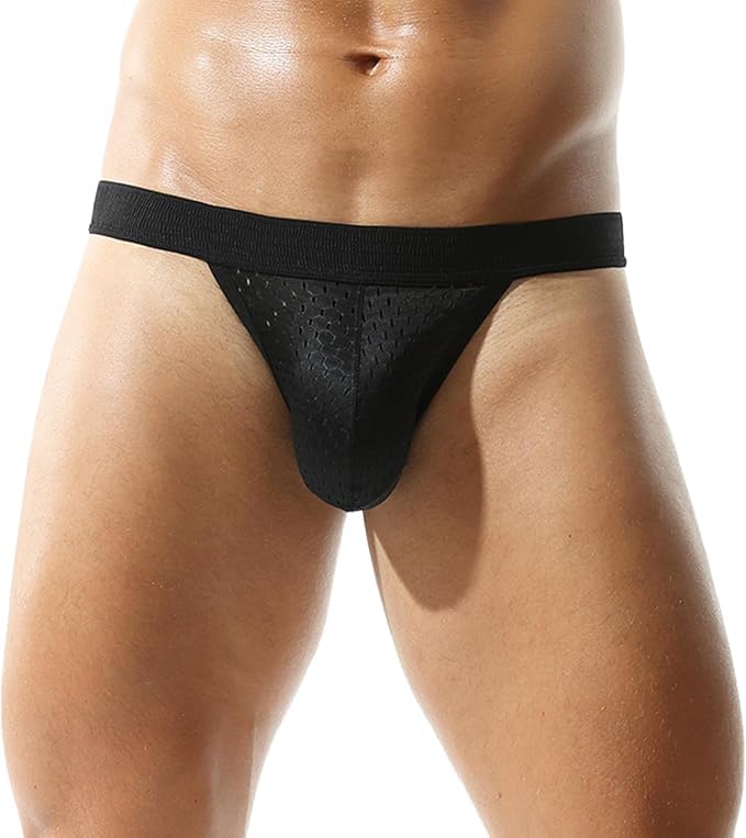 Men's Sexy Bikini Briefs Underwear Soft Elastic Mesh Panties See Through Bulge Pouch Bikini G-String Brief Thong2