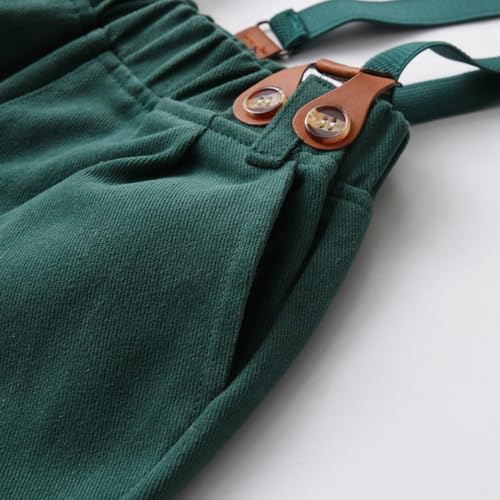 Image of Christmas Toddler Kids Boys Gentleman Clothing Sets Long Sleeve Cartoon Bowtie Shirts+Suspenders Pants Suits