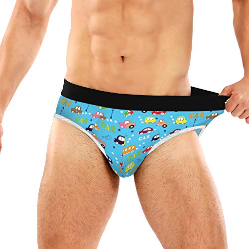 Cartoon Colorful Truck Mens Briefs Underwear Breathable Classic Briefs with Stretch Waistband - 1 Piece (Size S-3XL)3