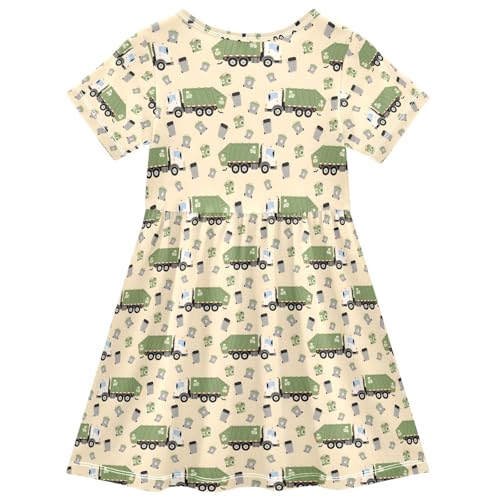 ALAZA Girls Summer Dress Short Sleeve Casual Girls Dresses for Kids 2-8 Years2
