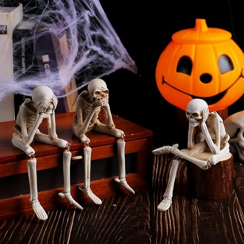 3 Figuras Decorativas de Calaveras en Resina para Halloween miniatura 2