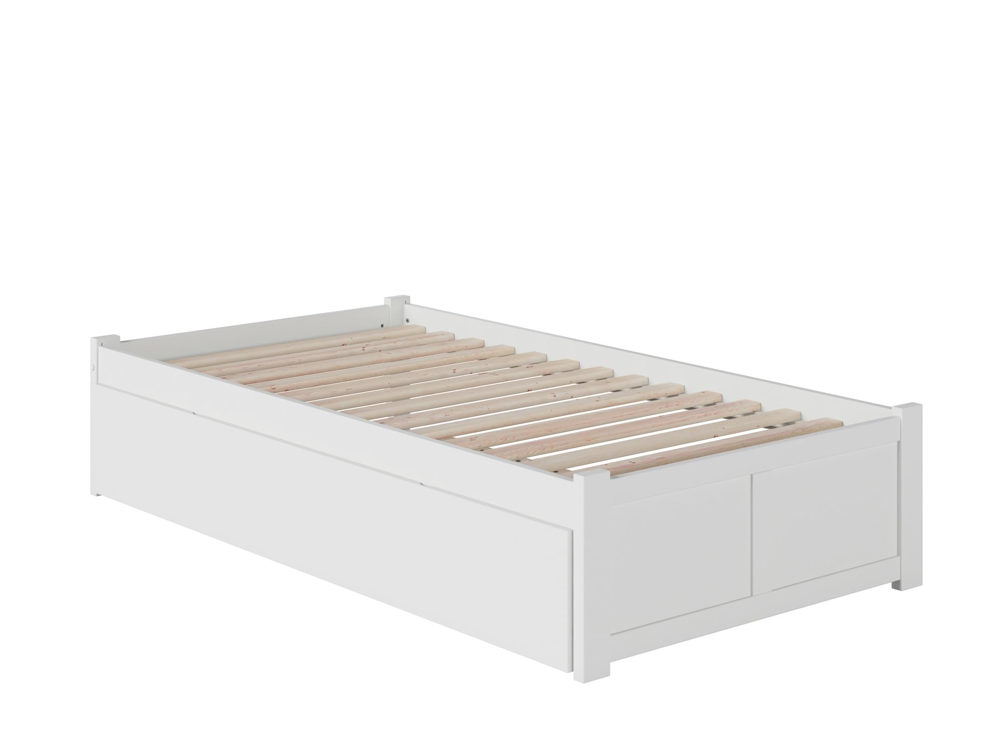 AFI Concord Twin XL Size Platform Bed with Footboard & Twin XL Trundle in White