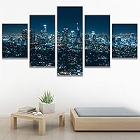 SIGNWIN 5 Panel Canvas Wall Art Modern Art Cityscape Contemporary Expressive Multicolor Photography Places for Home Decorations Ready to Hang - 60