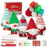 AUGVO Christmas Crochet Kit for Beginner, Crochet Kits for Adults, Crochet Stater Kit with Step-by-Step Tutorials, Yarn Knitting Projects for Adults and Kids, Christmas Decoration DIY Knitting