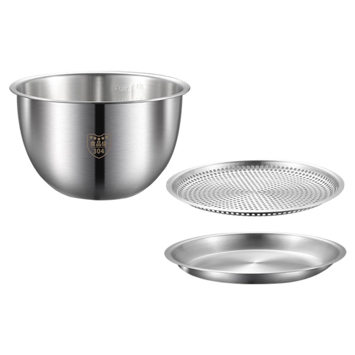 Gadpiparty Colador de Acero Inoxidable con Asa y Cuenco para Mezclar Multiusos, Drenaje Rápido para Verduras y Frutas en Uso Doméstico, Base Plana y Resistente