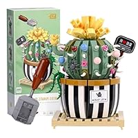 MEIEST Mini Bulbous Cactus Bonsai Building Blocks Set,Decoration Home,Artificial Flowers Bouquet Plant Construction Building Bricks Toy for Kids Adult (Cactus-2)