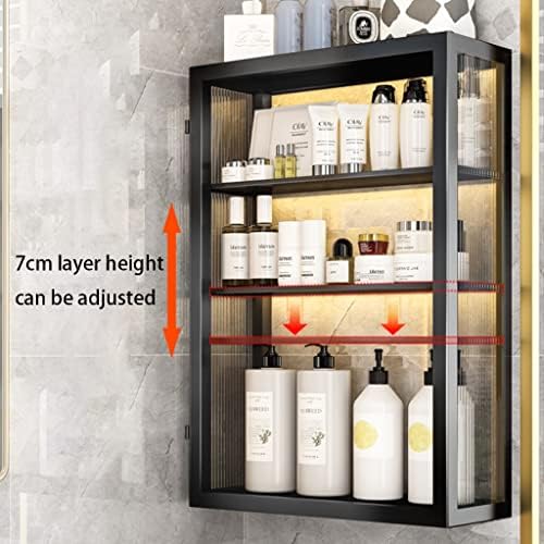 Black Bathroom Medicine Cabinet, Wall-Mounted Organizer, No-Punch Installation, Space-Saving Cupboard, 30x15x45cm, Modern Design for Home & Bathroom Storage Solutions.