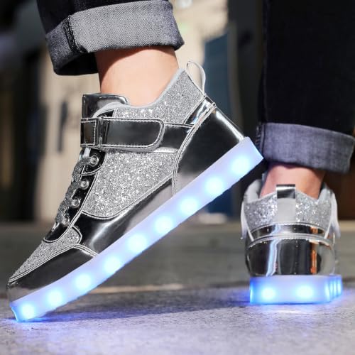 Image of JEVRITE Unisex LED Light Up High Top Sneakers - USB Charging for Women & Men - Couples Shoes