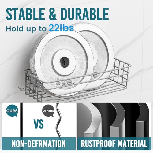 Image of TAILI Shower Caddy Suction Cup 2 Pack with Hooks & Soap Holder, Heavy Duty Shower Organizer for Bathroom, No Drilling Bathroom Organizer with Large Capacity, Metal Storage Holder-Grey