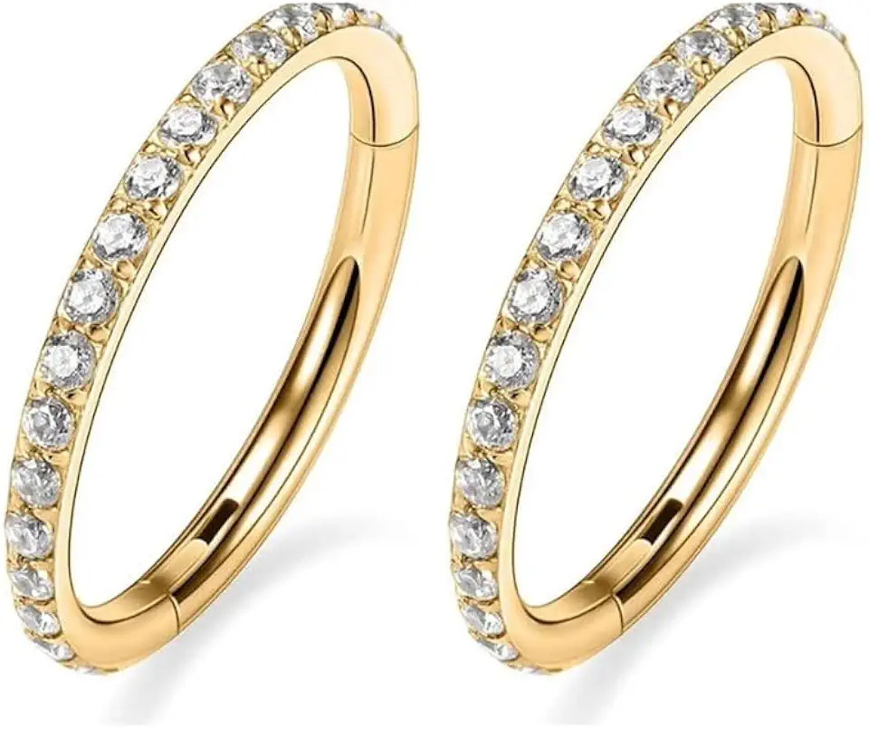 Kit 2 Piercings Titânio Argola Click Cravejada 8mm