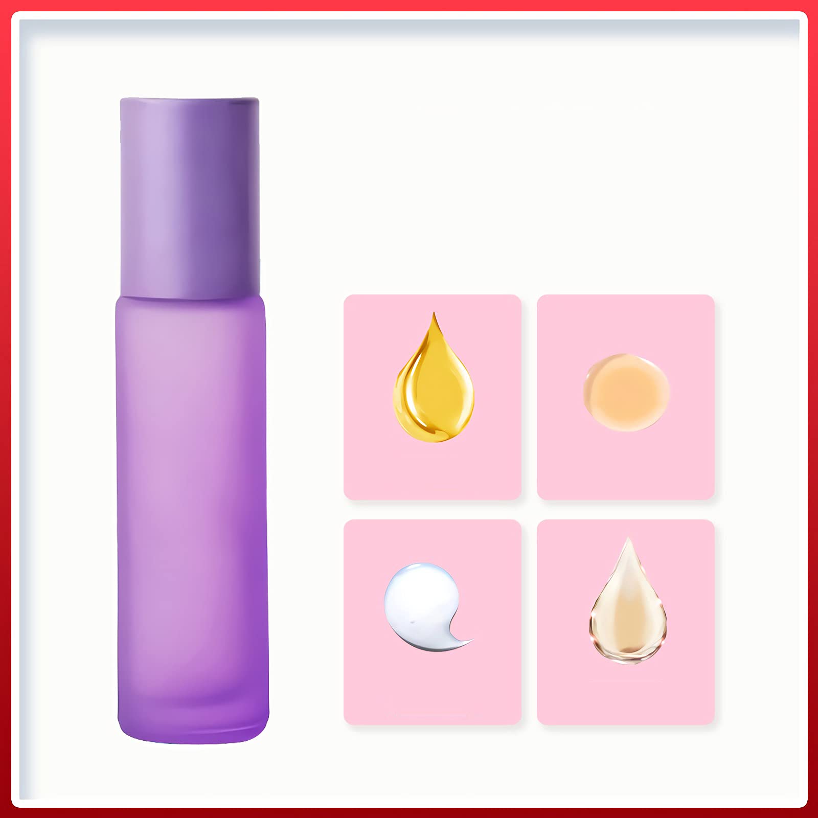 24 Pezzi 10ml Rotolo Viola Opaco su Bottiglia a Rullo Flacone per Olio Essenziale in Vetro per Oli Essenziali Bottiglie in Vetro con 1x Apri, 1x Imbuto