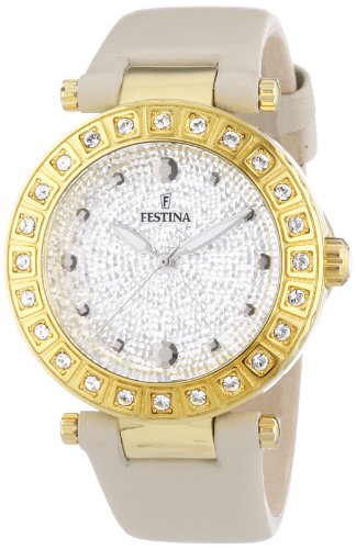 Festina F16646/3 - Women's Wristwatch, Leather, color: beige