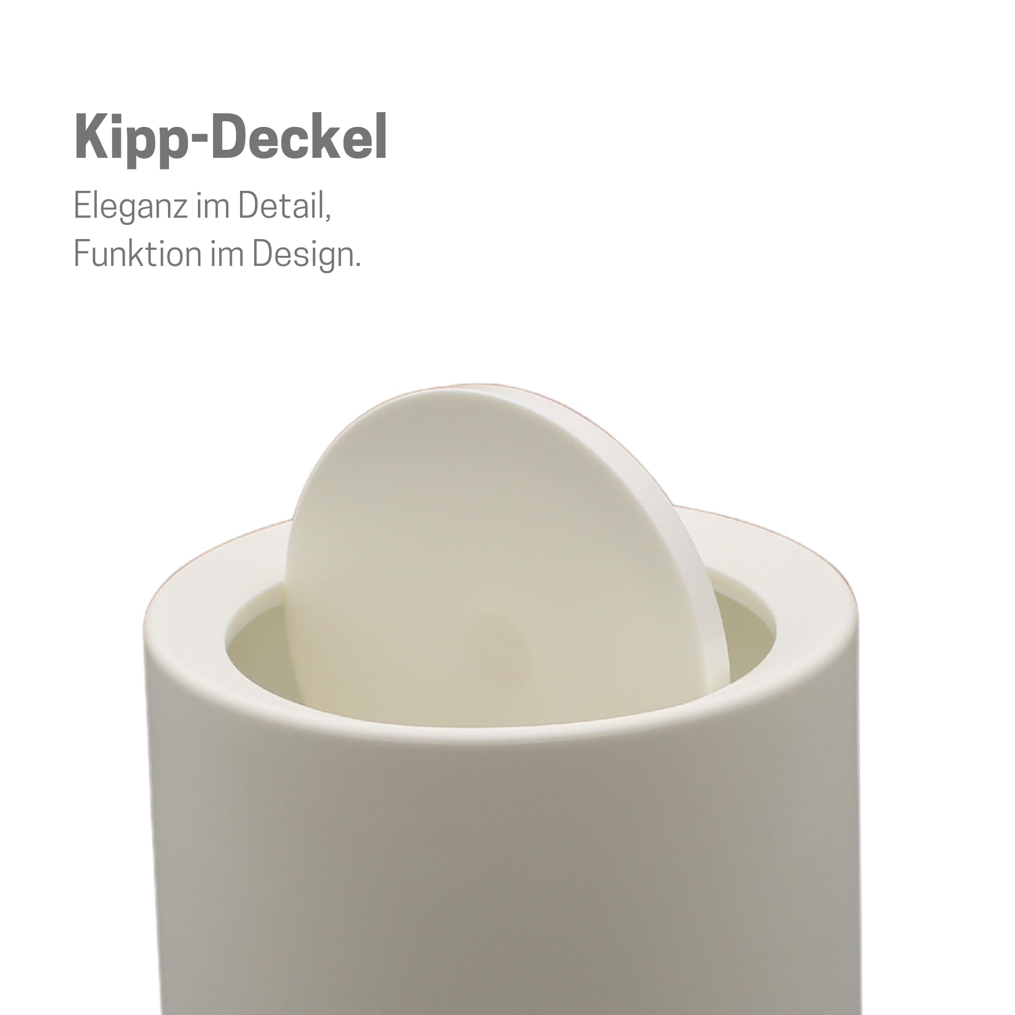 Cestino 12L con coperchio girevole bianco opaco – Versatile cestino per bagno e WC, elegante cestino per ufficio bianco, secchio per cosmetici bianco, in plastica di alta qualità, ideale per bagno e