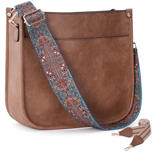 Image of Crossbody Bag Women Vegan Leather Hobo Handbag Trendy Crossbody Shoulder Bag Purses For Women with 2 Adjustable Strap