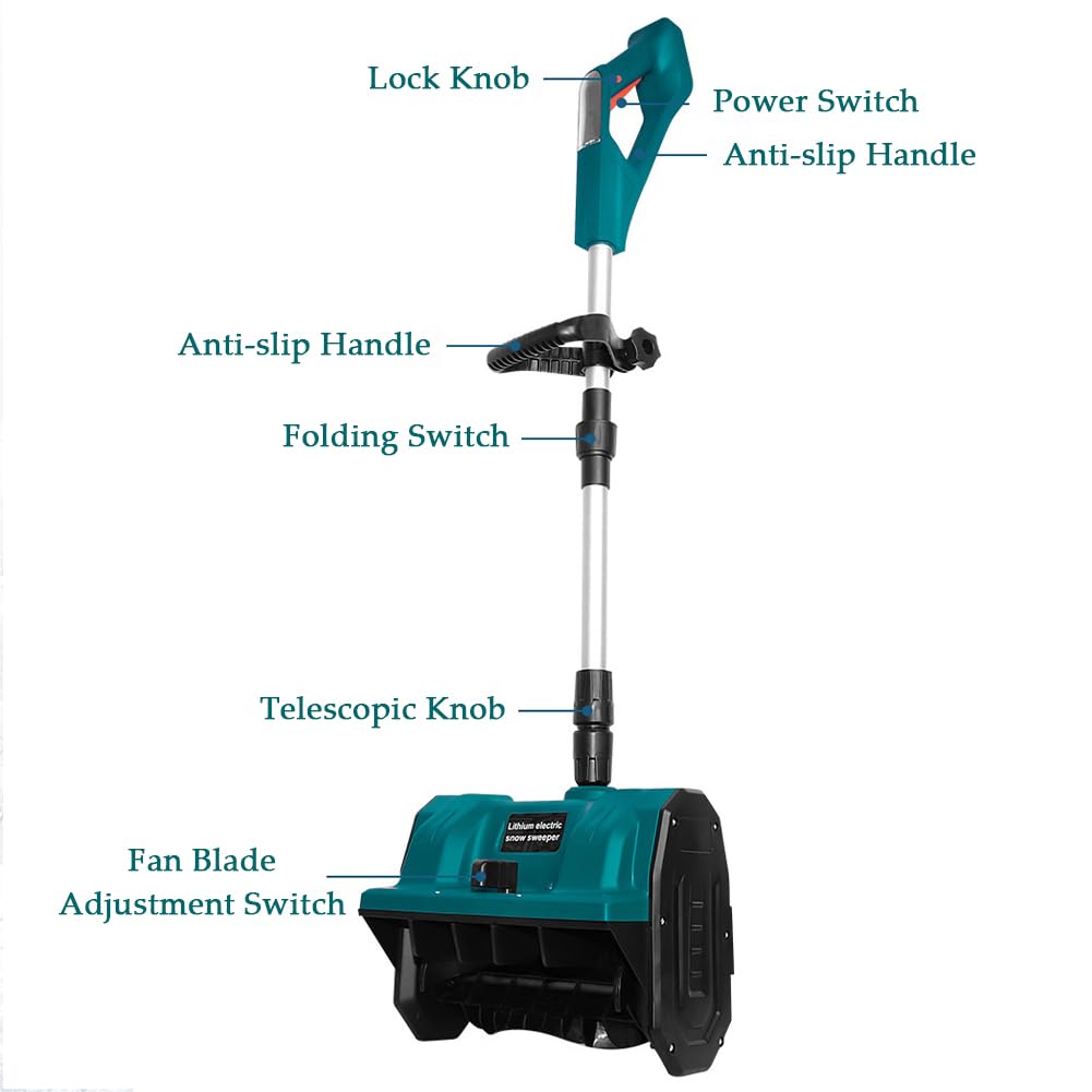 Pala Quitanieves Eléctrica, Empujador De Nieve Eléctrico De 1200 W, Mango Ajustable, Lanzamiento De Nieve De 45 Grados, Ancho De Limpieza De 32 Cm