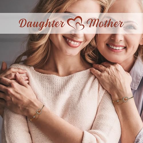 To My Daughter Forever Connected Bracelet, Infinity Forever Love Heart Bracelets, Mom's Strength And Love Are Alwayswith Her, Adjustable Inspirational Gift Jewelry for Daughter2