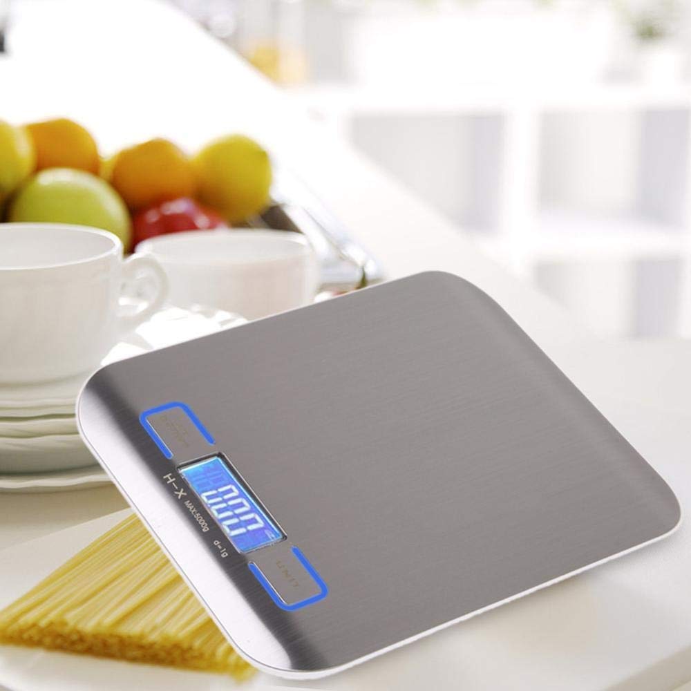 Balance de cuisine électronique de 11 lbs / 5000 g - Balance numérique en acier inoxydable - Écran LCD - Outils de mesure précis