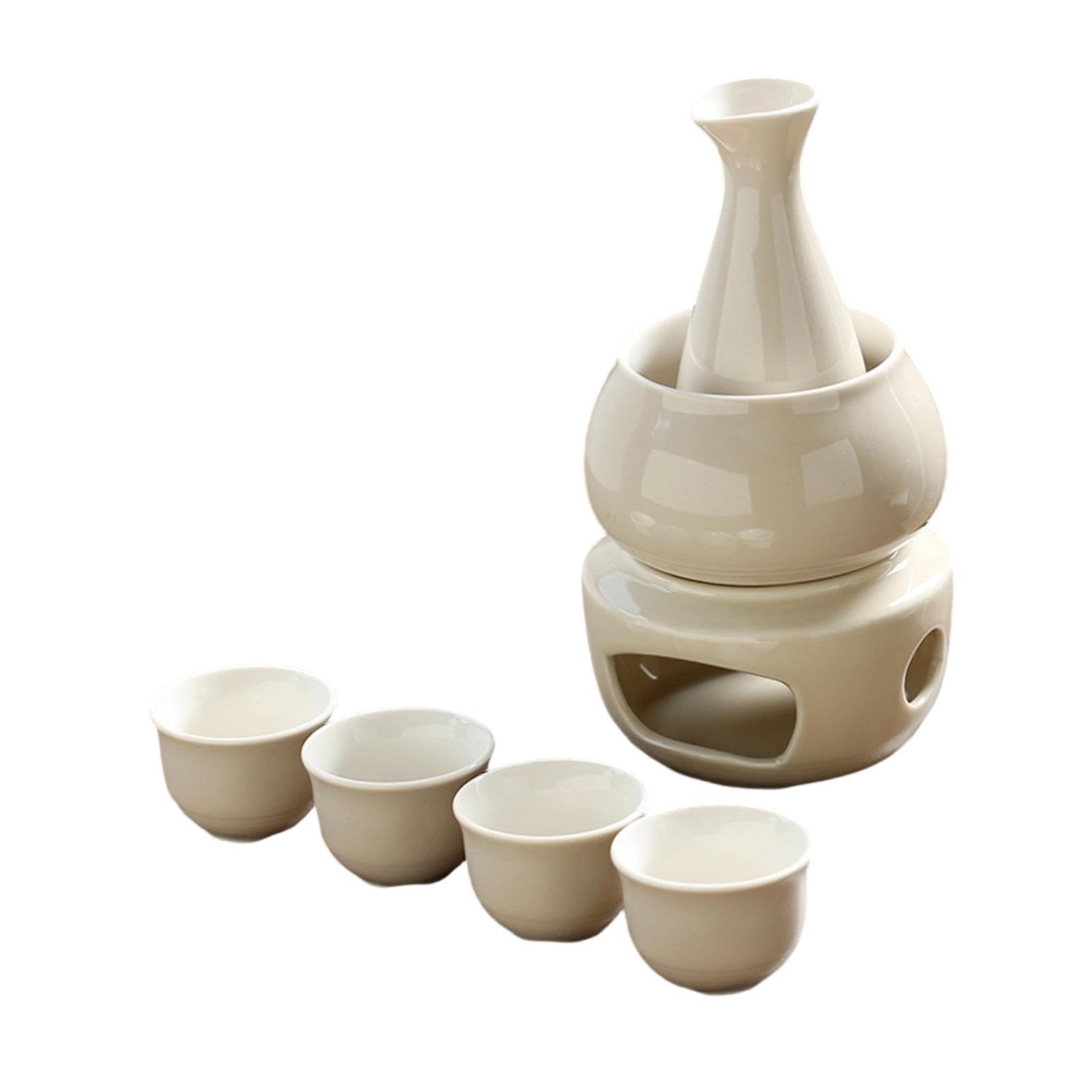Sake Set mit 4 Bechern Und Wärmer, Professionell Und
