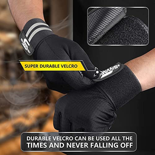 SAWANS Weight Lifting Gloves Gym Workout Fitness Wrist Wrap Support Men Women Fingerless Gloves Full Finger Touchscreen (Full Finger Black, X-Large) - Thumbnail 2