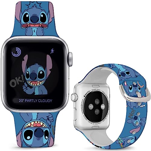 Hepsun Compatible with Apple Watch Band Stitch Art 42mm 44mm 45mm/Ultra 49mm,Soft Silicone Magic Fancy Strap Compatible with iWatch Series SE 9 8 7 6 5 4 3 2 1 Kids Men Women