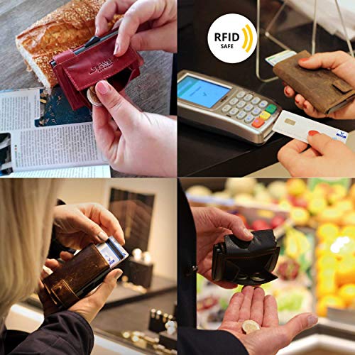 SecWal Kaartetui met muntvak ritssluiting - echt lederen mini portemonnee incl. e-book voor dames en heren - RFID-bescherming portemonnee leder - portemonnee klein - Image 7