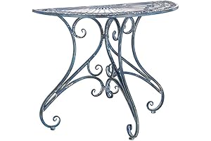Elegant Wrought Iron Patio Side Table with Timeless Victorian Charm