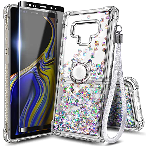 NGB Designed for Samsung Galaxy Note 9 Case, Crystal Gem | Glitter Liquid Sparkle Cute Cover | with Screen Protector & Ring Holder & Wrist Strap Lanyard for Women Girls Kids