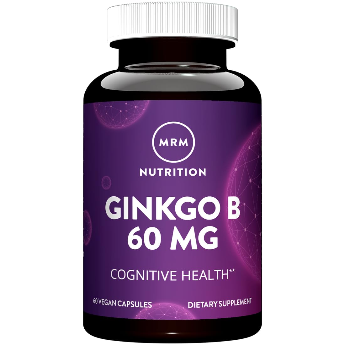 MRM Nutrition Ginkgo B - 60 mg, for Women & Men, Vegan - 60 Servings