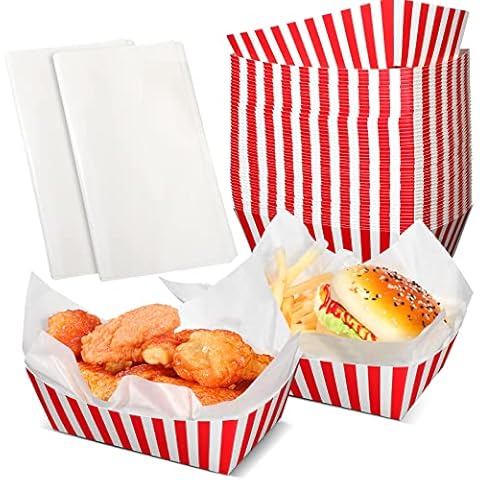 Rtteri 50 Pcs Red and White Party Trays Cover