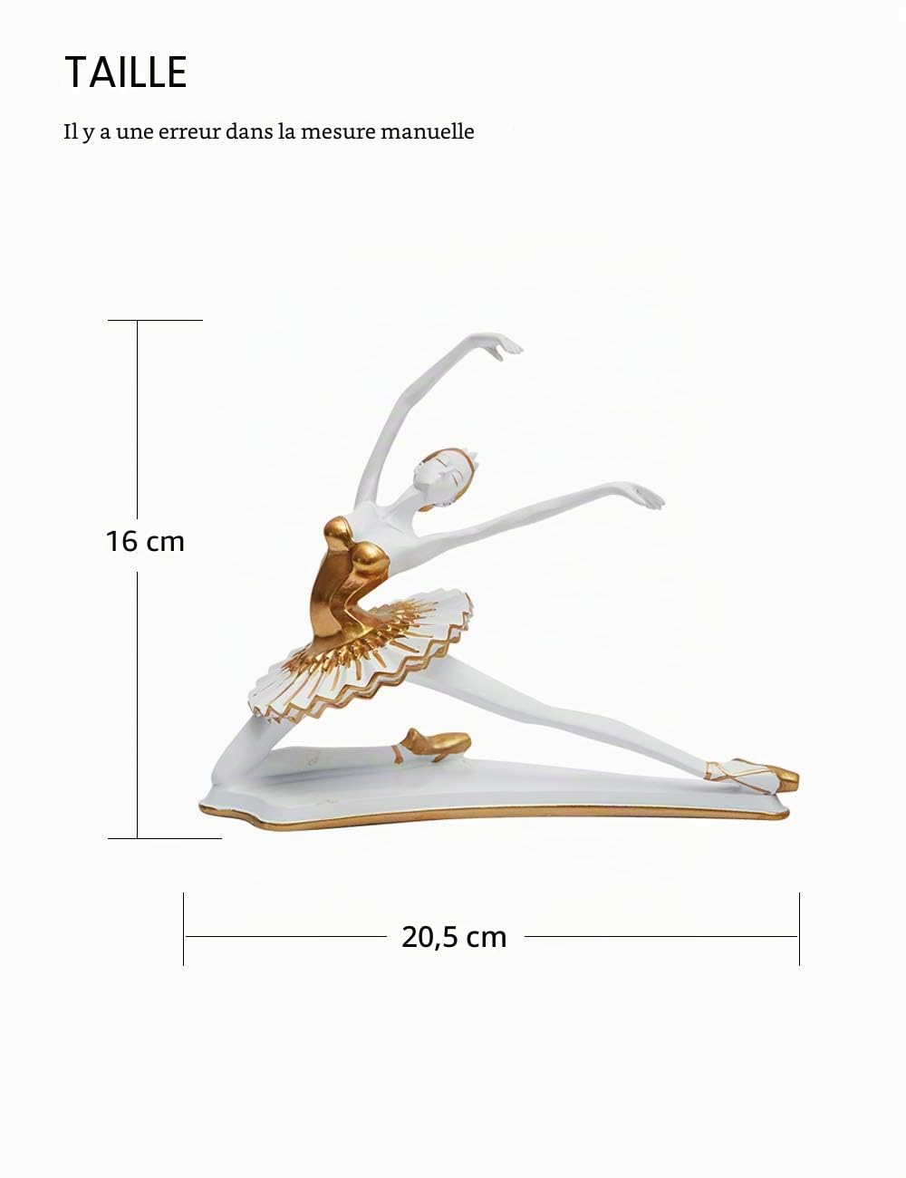 HAUCOZE Ballerine Figurine Danseuse Statue Moderne Décor Sculpture 20cm