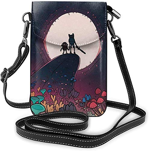 Preisvergleich Produktbild XCNGG Adventure Time Art Leichte kleine Umhängetaschen Leder Handy Geldbörsen Reisetasche Umhängetasche Brieftasche mit Kreditkartenfächern für Frauen