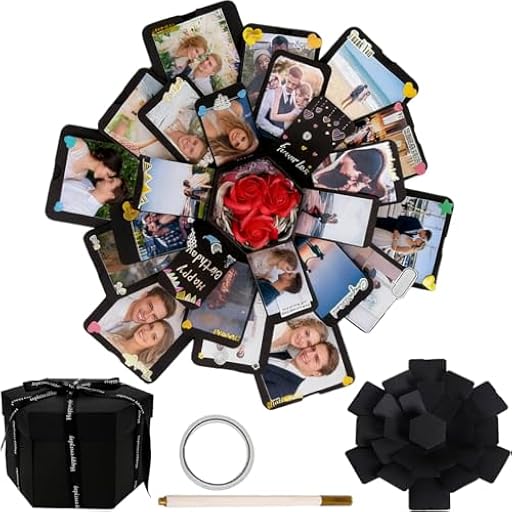 Caja de Fotos Sorpresa DIY, Caja Sorpresa con Fotos Negro, Box explosion, Caja Sorpresa con Fotos, para Cumpleaños, Aniversario de Boda, Regalo de San Valentín | Ya disponible en tu tienda friki favorita! En mundofriki.es!