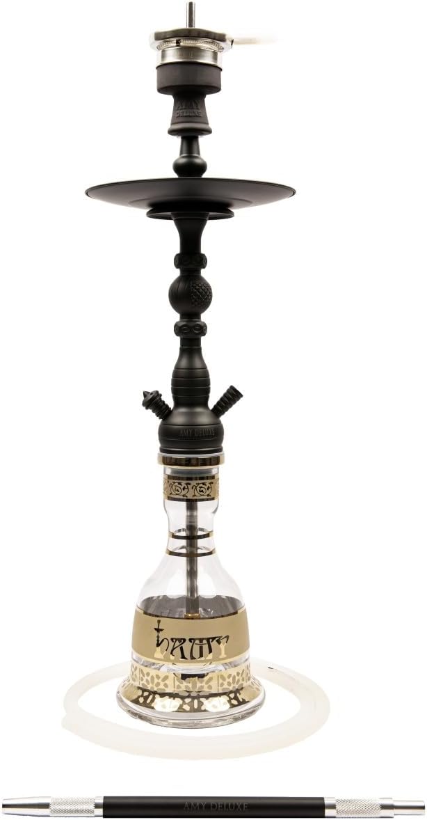 Amy Deluxe German hookah shisha set, Little Kura 088.01, traditional Egyptian style (black-transparent)