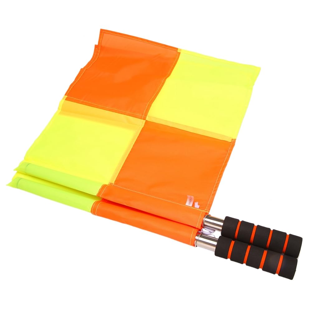 2 banderas de árbitro de fútbol con bolsa de transporte de fútbol línea lateral juez de línea lateral juego deportivo banderas árbitro equipo