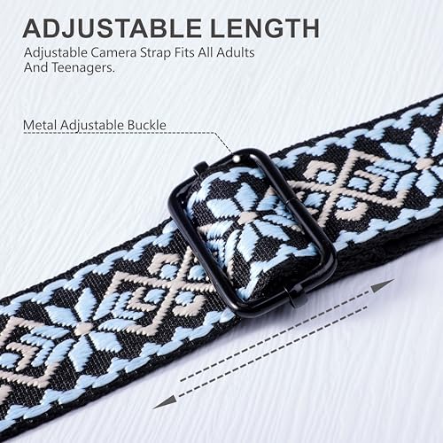 Image of Padwa Lifestyle Adjustable Camera Strap - 1.5 inch Full Grain Leather Ends Camera Straps for Photographers, Adjustable Neck Shoulder & Crossbody Cotton Strap Quick Release for Cameras and Binoculars