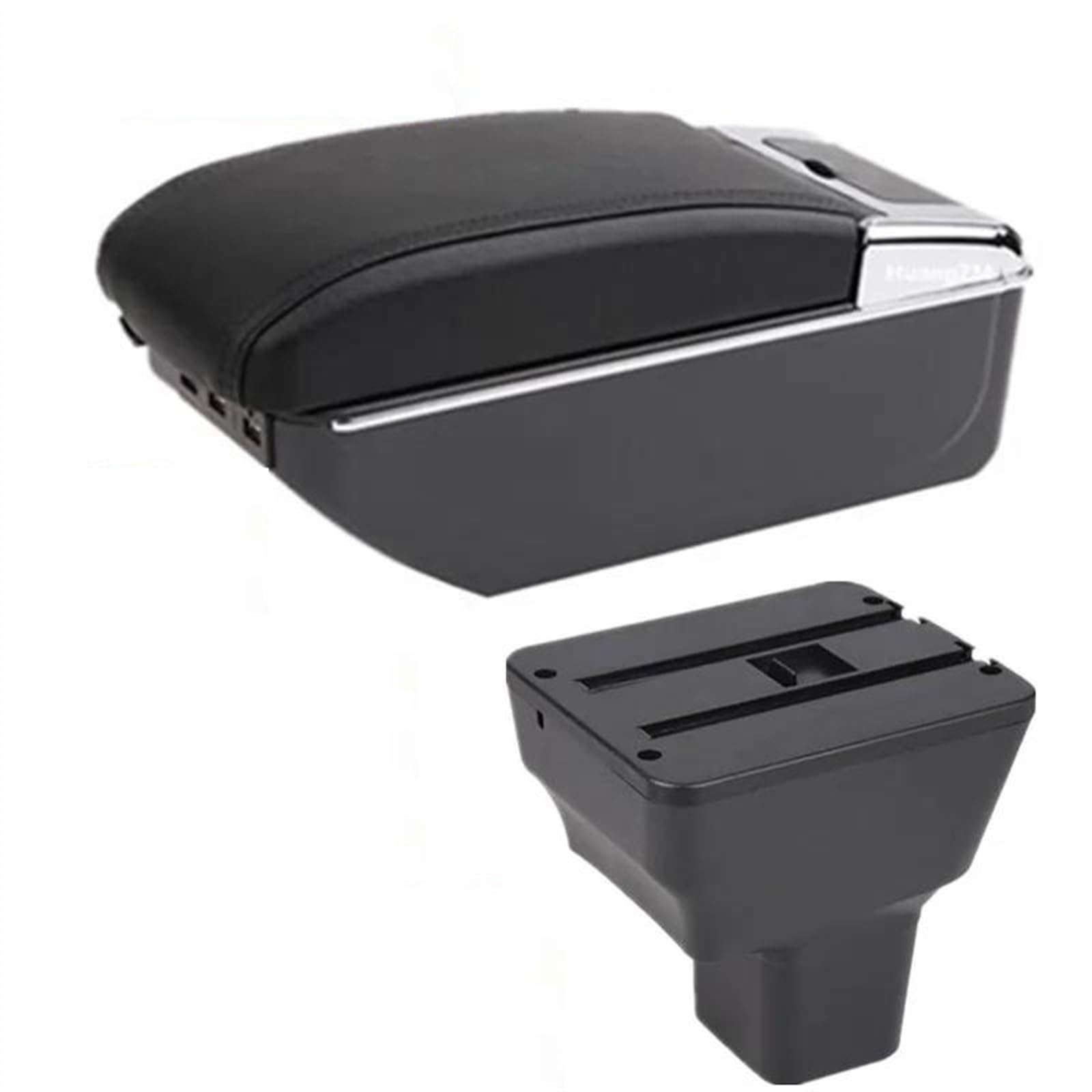 NOHEEU Car Armrest Special Storage Box Modified Parts For Almera For Versa 2020 2021 2022 2023(D black line 7USB)