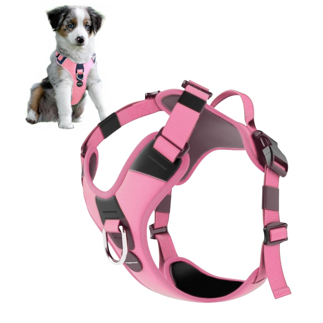 PupSensei No Pull Dog Harness - Durable Polyester Puppy Harness with Front Anti-Pull Loop, Reflective Strips, and Quick-Release Clips for Small,