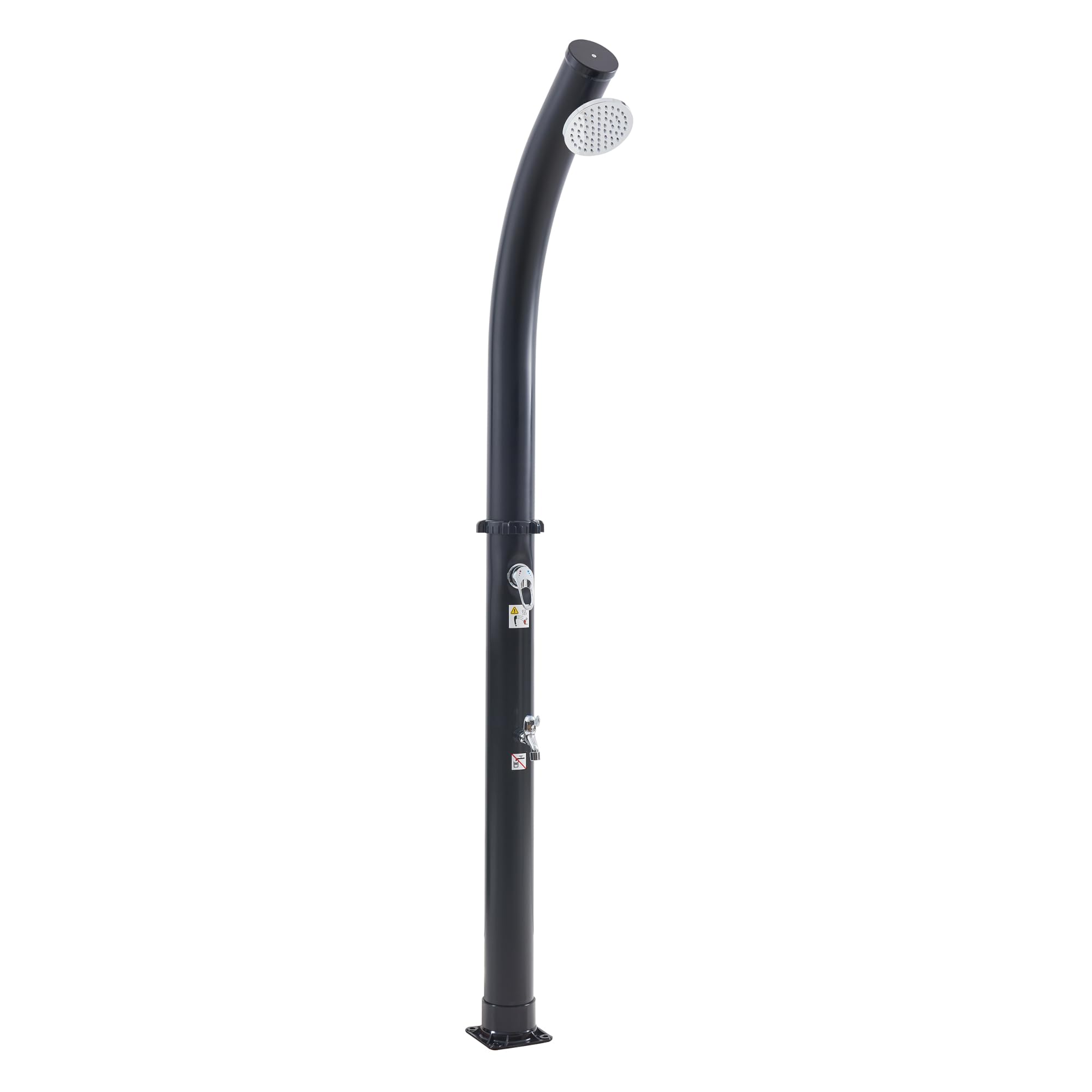 casa.pro Ducha Solar Exterior Kebomi para Piscina Jardín Terraza Temperatura Ajustable máx. 60°C Cabezal Giratorio Grifo para Piés Tanque de 18L Plástico/Metal Altura 216 cm - Negro