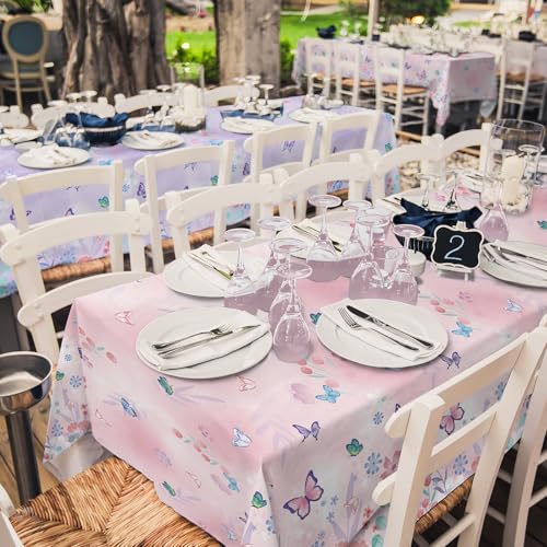 Image of Gatherfun Butterfly Birthday Party Supplies: Butterfly Decorations with 2 PCS Disposable Plastic Tablecloths, for Kid's Birthday Party Decorations, Size 54 inchx 108