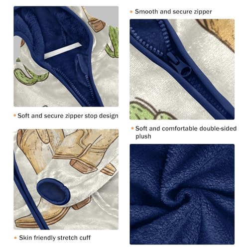 Cactus Cowboy Boots Girls Fleece Jacket Girls Fall Jacket Girls Zip Up Hoodie Girls Sherpa Jacket 2-10T3