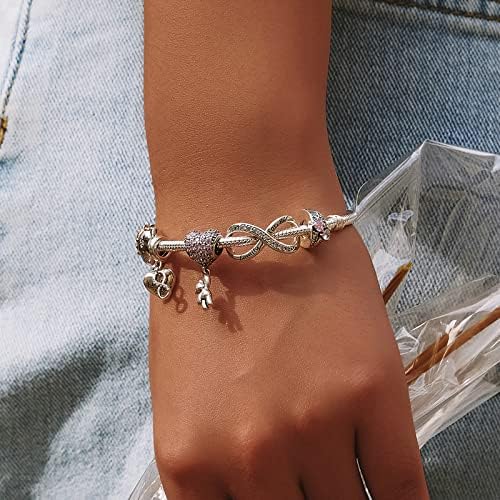 Miniatura 4 de RUKYF Dijes de cuentas para pulseras y collares de plata de ley, libélula y gato, taza de café, dijes de corazón para mujeres y niñas