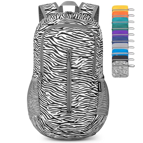 Image of ZOMAKE Ultra Lightweight Packable Backpack 25L, Foldable Hiking Backpacks Water Resistant Small Folding Daypack for Travel(Zebra Print)