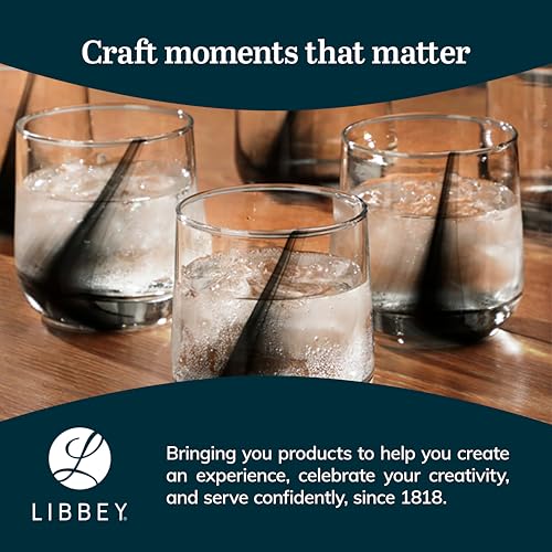 Image of Libbey Ascent Black Ribbon Rocks Drinking Glasses Set of 8, Glass Drinking Glasses with Curvature, Versatile Glassware Set for Parties and More