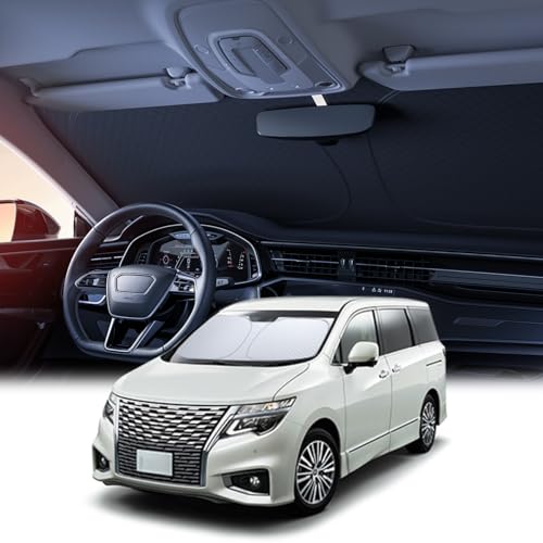 【6層断熱素材】 Lamicall 日産 エルグランド 3代目 E52系 車 フロントガラス サンシェード : 車サンシェード 日除け 車 クルマ フロントサンシェード 車用 フロントガラス サンシェード 折り畳み式 カーシェード カー用品 遮光 uvカット 紫外線遮蔽 さんしえーど 擦り傷防止 断熱素材 暑さ対策 頑丈 収納ポーチ付き