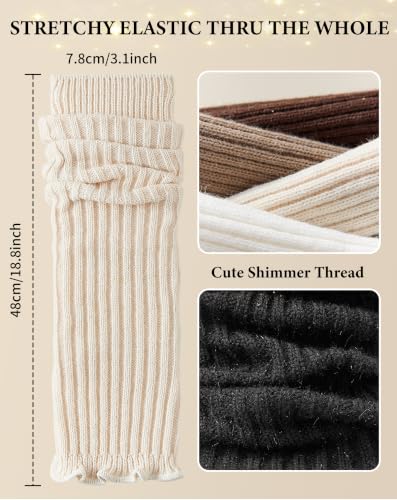 Image of Yawlsow Leg Warmers for Women Girls Y2k Knit Ruffle Leg Warmer Winter 80s with Sequins, Japanese Kawaii Harajuku Accessories
