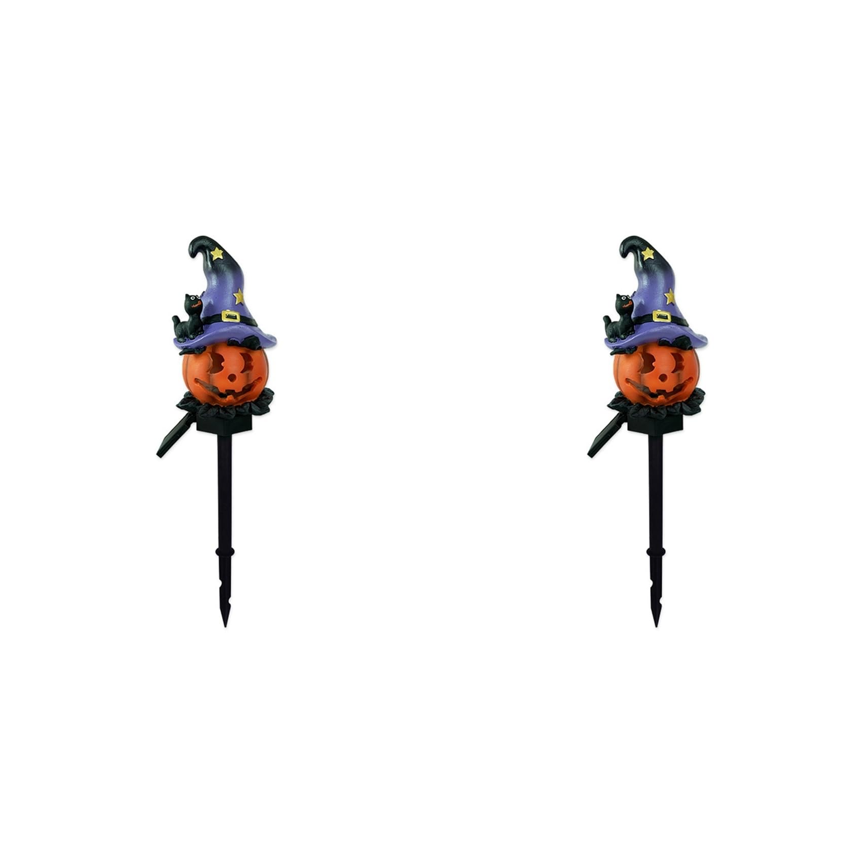 Vjsujehgy 2X Solar Pumpkin Lantern Halloween Outdoor Light Atmosphere Light Waterproof Resin Light Suitable for Courtyard Garden