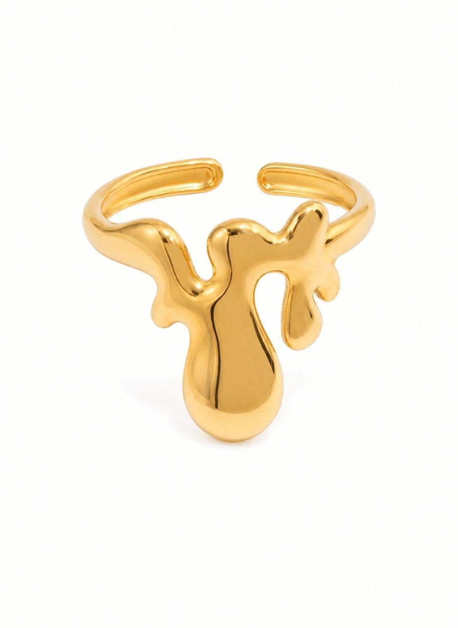 18k Gold Plated Molten Muse Ring For Womens - Gift for Girls & Women | Waterproof & Anti-Tarnish Demifine Jewellery, Stylish and Trendy Ring for Ladies-image-30