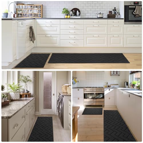 Image of hicorfe Kitchen Runner Rug,20 inchx48 inch+20 inchx32 inch Kitchen Set,Non-Slip Kitchen Mat
