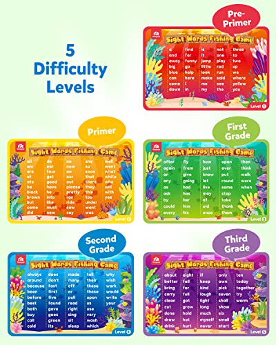 Coogam Wooden Magnetic Fishing Sight Words Game Learning Dolch Word Flashcards Montessori Educational Toy For Preschool 3 4 5 Year Old Kids #TOP2