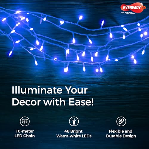 Image of EVEREADY UTSAV, 10 Meter LED Pixel Chain Lights, 46 LEDs, BIS Approved, Decoration Lighting for Festivals, Weddings, Homes & More, Blue Color, Pack of 1